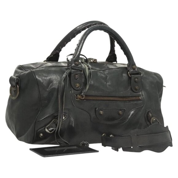 BALENCIAGA The Zizy Hand Bag Leather 2way Black 128523 Auth sw763 - Picture 1 of 16